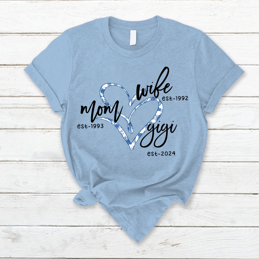 Wife Mom Gigi Est Year Blue Flower CTH01