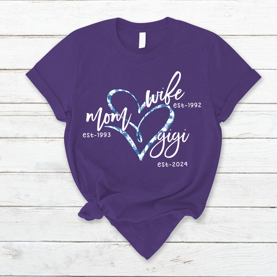 Wife Mom Gigi Est Year Blue Flower CTH01