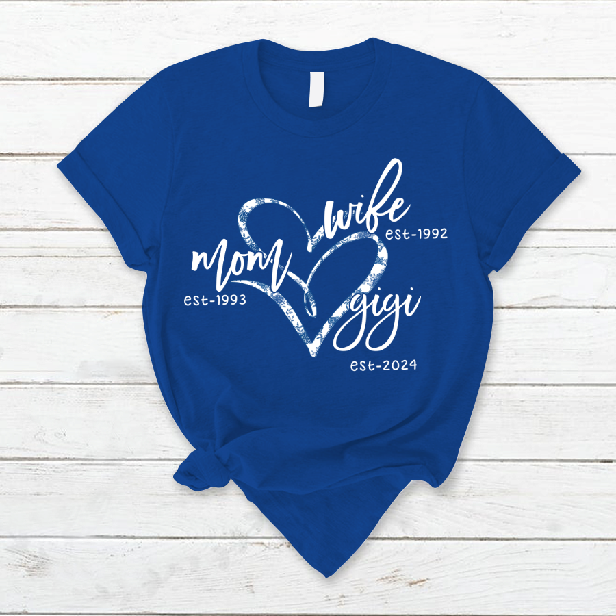 Wife Mom Gigi Est Year Blue Flower CTH01