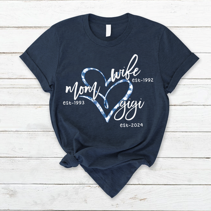 Wife Mom Gigi Est Year Blue Flower CTH01