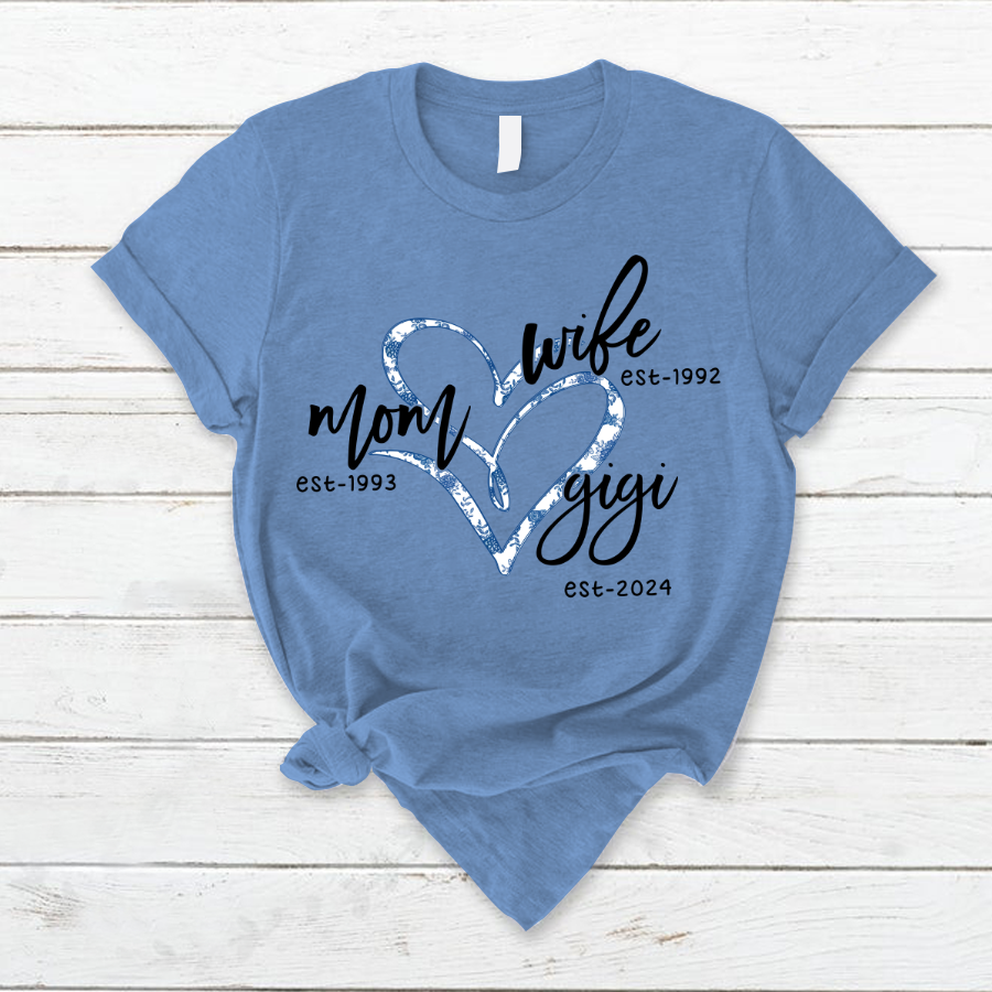 Wife Mom Gigi Est Year Blue Flower CTH01