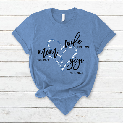 Wife Mom Gigi Est Year Blue Flower CTH01