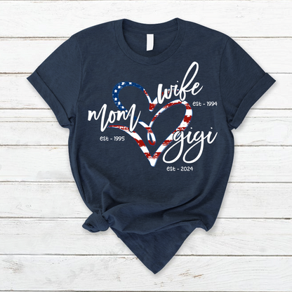 Wife Mom Gigi Est Year Usa Flag CTH01