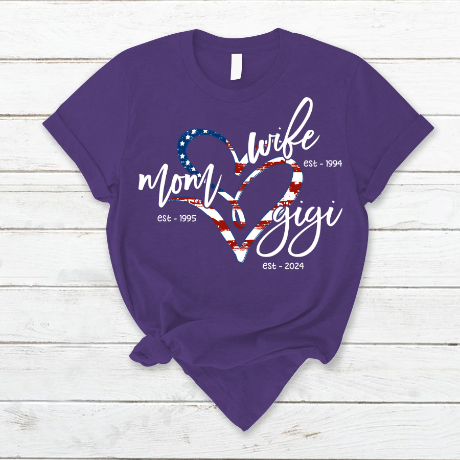 Wife Mom Gigi Est Year Usa Flag CTH01