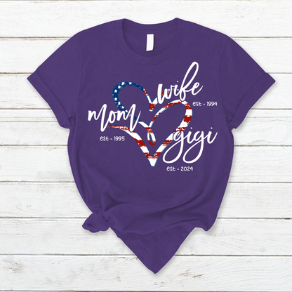 Wife Mom Gigi Est Year Usa Flag CTH01