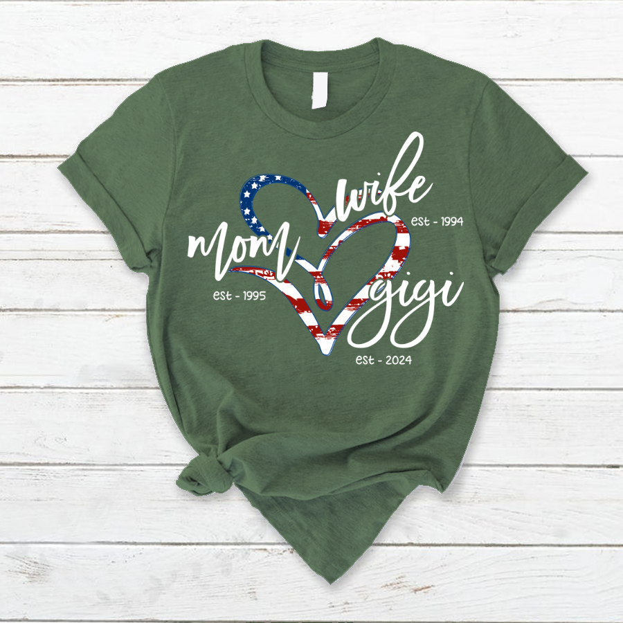 Wife Mom Gigi Est Year Usa Flag CTH01