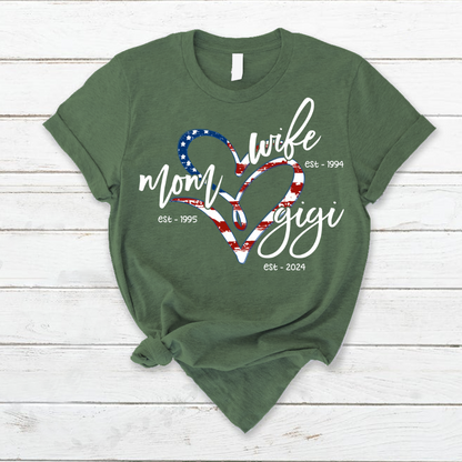 Wife Mom Gigi Est Year Usa Flag CTH01