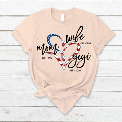 Wife Mom Gigi Est Year Usa Flag CTH01