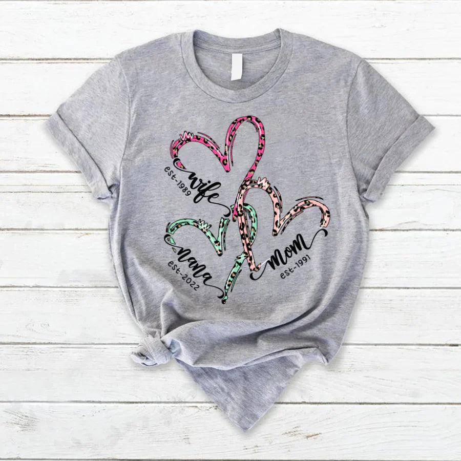 Wife Mom Grandma Heart VT2212001 T-Shirt
