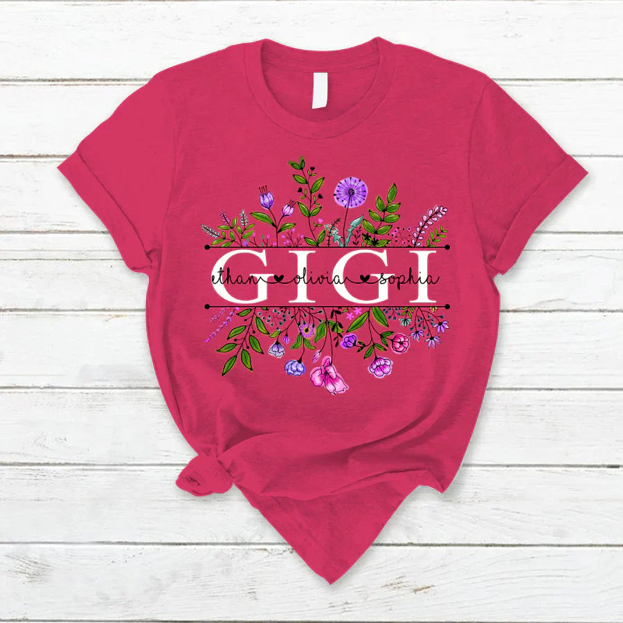 Wildflowers Gigi And Grandkids Watercolor T-Shirt