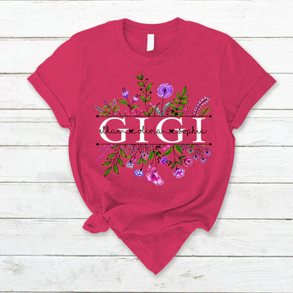 Wildflowers Gigi And Grandkids Watercolor T-Shirt