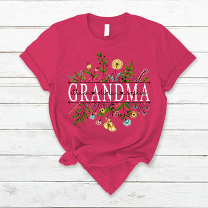 Personalized Mother's Day Shirt, Wildflowers Grandma And Grandkids T-Shirt, Custom Grandma Mimi Nana Gigi Gaga Shirt