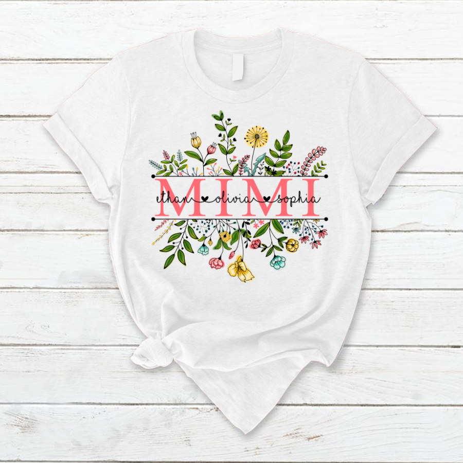Personalized Wildflowers Mimi And Grandkids T-Shirt, Mimi Tee for Mothers Day