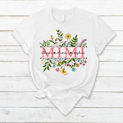 Personalized Wildflowers Mimi And Grandkids T-Shirt, Mimi Tee for Mothers Day