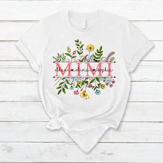 Personalized Wildflowers Mimi And Grandkids T-Shirt, Mimi Tee for Mothers Day