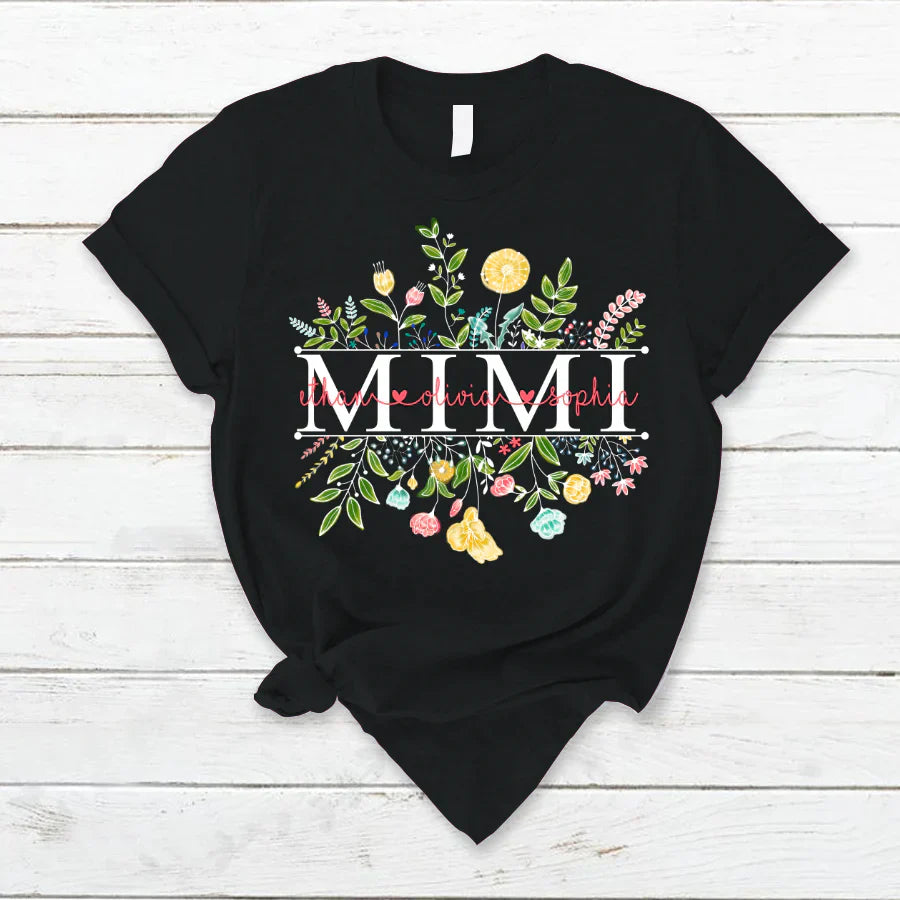 Personalized Mimi Shirt, Wildflowers Mimi And Grandkids T-Shirt, Mimi Shirt Grandkids Names, Best Gift for Mimi, Shirts for Mimi