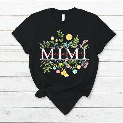 Personalized Mimi Shirt, Wildflowers Mimi And Grandkids T-Shirt, Mimi Shirt Grandkids Names, Best Gift for Mimi, Shirts for Mimi