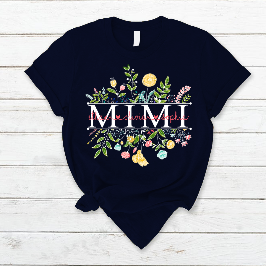 Personalized Wildflowers Mimi And Grandkids T-Shirt, Mimi Tee for Mothers Day