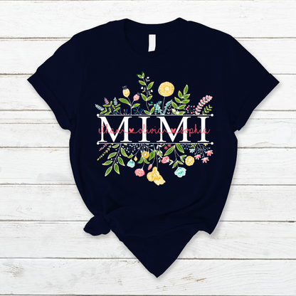 Personalized Wildflowers Mimi And Grandkids T-Shirt, Mimi Tee for Mothers Day