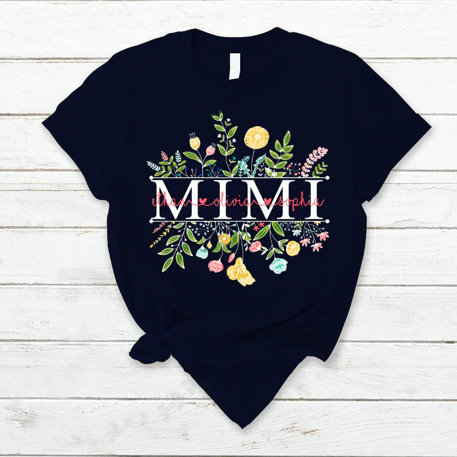 Personalized Mimi Shirt, Wildflowers Mimi And Grandkids T-Shirt, Mimi Shirt Grandkids Names, Best Gift for Mimi, Shirts for Mimi