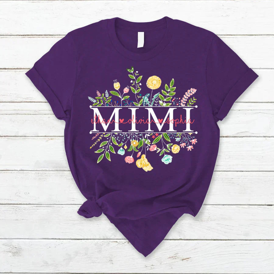 Personalized Mimi Shirt, Wildflowers Mimi And Grandkids T-Shirt, Mimi Shirt Grandkids Names, Best Gift for Mimi, Shirts for Mimi