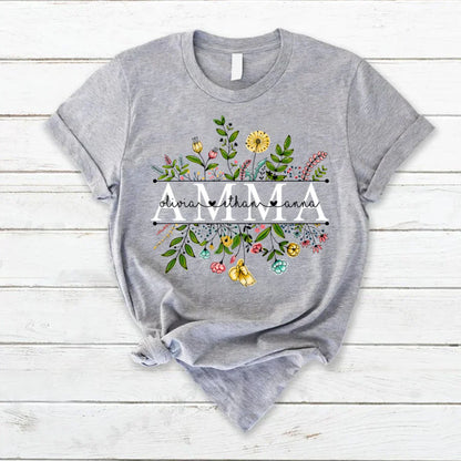 Wildflowers Amma And Grandkids T-Shirt