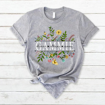 Wildflowers Gammie And Grandkids T-Shirt