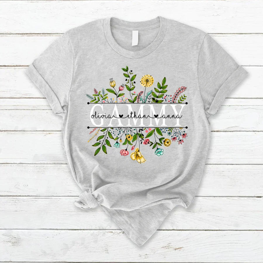 Personalized Grandma Shirt, Wildflowers Gammy And Grandkids T-Shirt, Custom Mother's Day Shirt