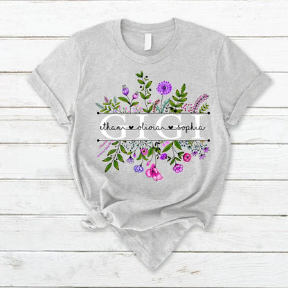 Wildflowers Gigi And Grandkids Watercolor T-Shirt