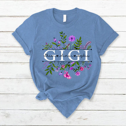 Wildflowers Gigi And Grandkids Watercolor T-Shirt