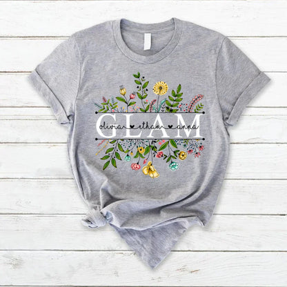 Wildflowers Glam And Grandkids T-Shirt