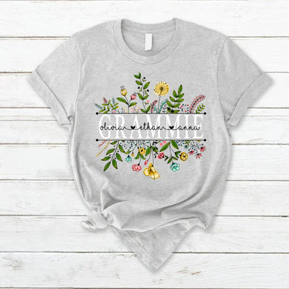 Wildflowers Grammie And Grandkids T-Shirt
