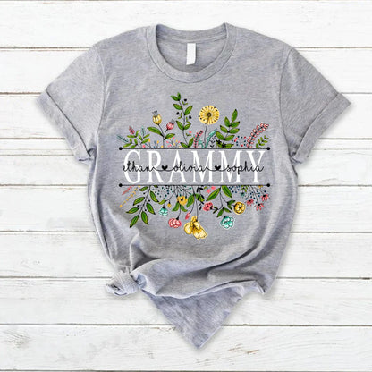 Wildflowers Grammy And Grandkids T-Shirt