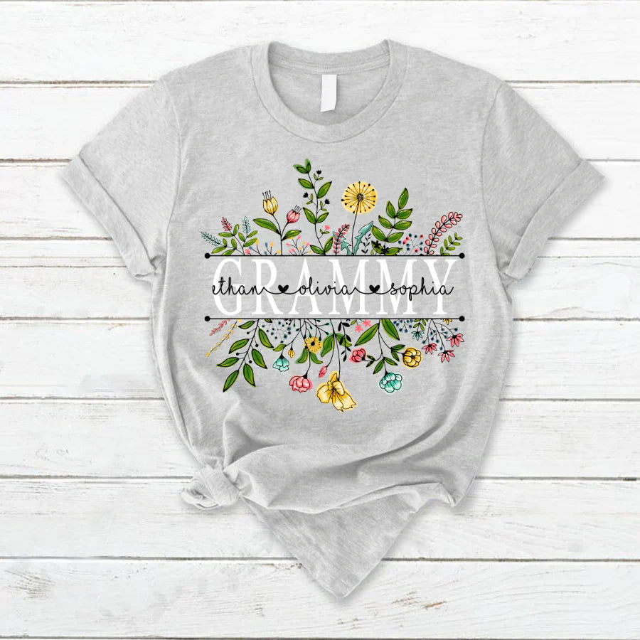 Wildflowers Grammy And Grandkids T-Shirt
