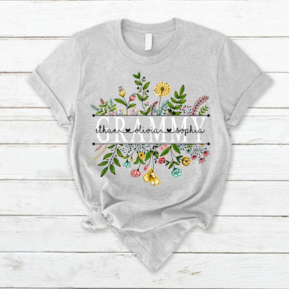 Wildflowers Grammy And Grandkids T-Shirt