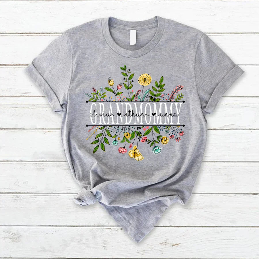 Wildflowers Grandmommy And Grandkids T-Shirt