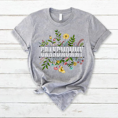 Wildflowers Grandmommy And Grandkids T-Shirt