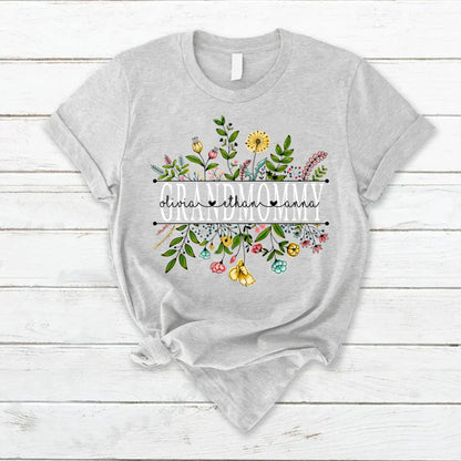 Wildflowers Grandmommy And Grandkids T-Shirt