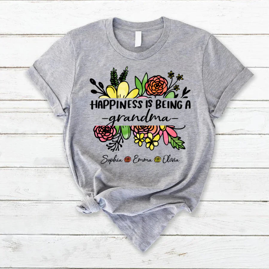 Wildflowers Happiness Is Being A Grandma And Grandkids T-Shirt
