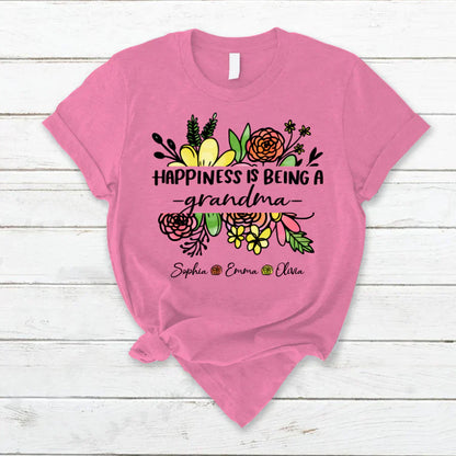 Wildflowers Happiness Is Being A Grandma And Grandkids T-Shirt