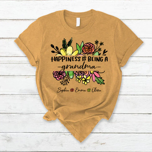 Wildflowers Happiness Is Being A Grandma And Grandkids T-Shirt