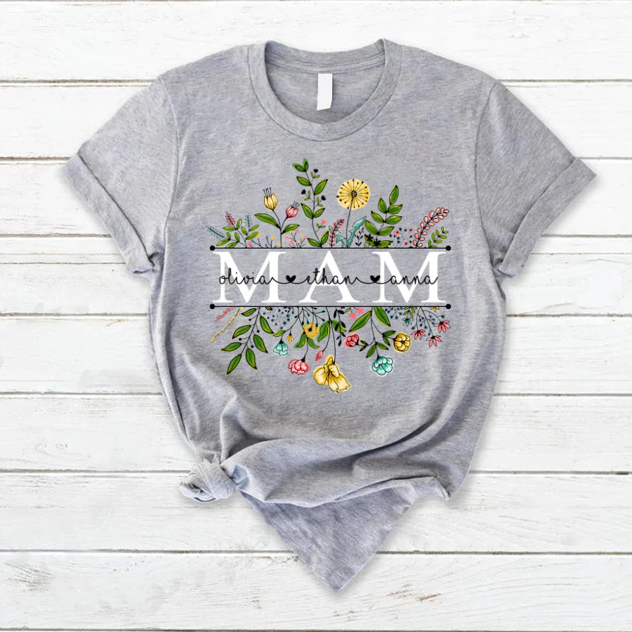 Wildflowers Mam And Grandkids T-Shirt