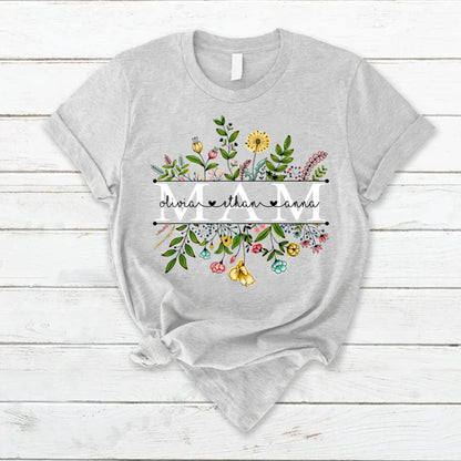 Wildflowers Mam And Grandkids T-Shirt