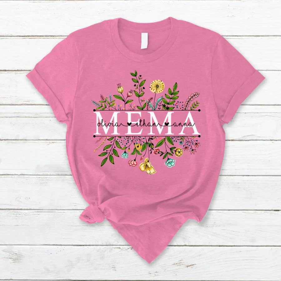 Wildflowers Mema And Grandkids T-Shirt