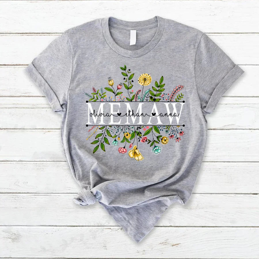 Wildflowers Memaw And Grandkids T-Shirt