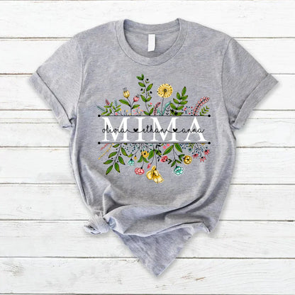 Wildflowers Mima And Grandkids T-Shirt