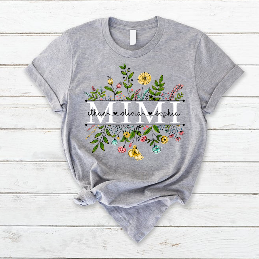 Personalized Wildflowers Mimi And Grandkids T-Shirt, Mimi Tee for Mothers Day
