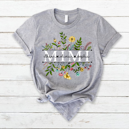 Personalized Wildflowers Mimi And Grandkids T-Shirt, Mimi Tee for Mothers Day