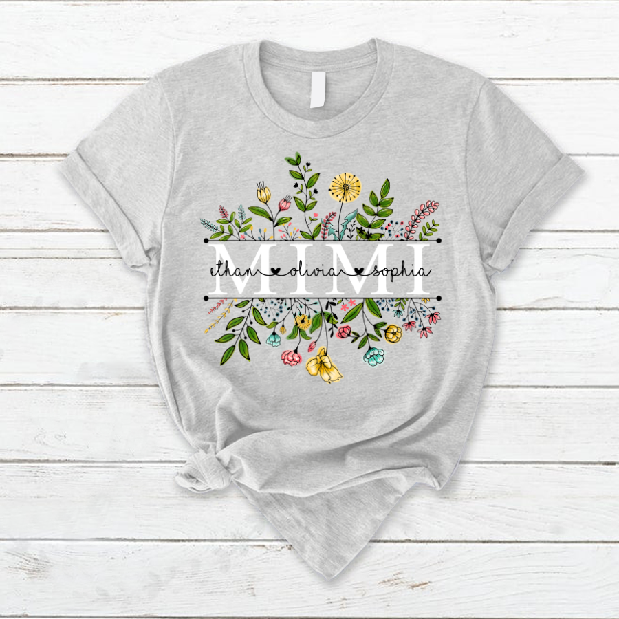 Personalized Wildflowers Mimi And Grandkids T-Shirt, Mimi Tee for Mothers Day