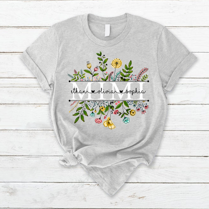 Personalized Wildflowers Mimi And Grandkids T-Shirt, Mimi Tee for Mothers Day